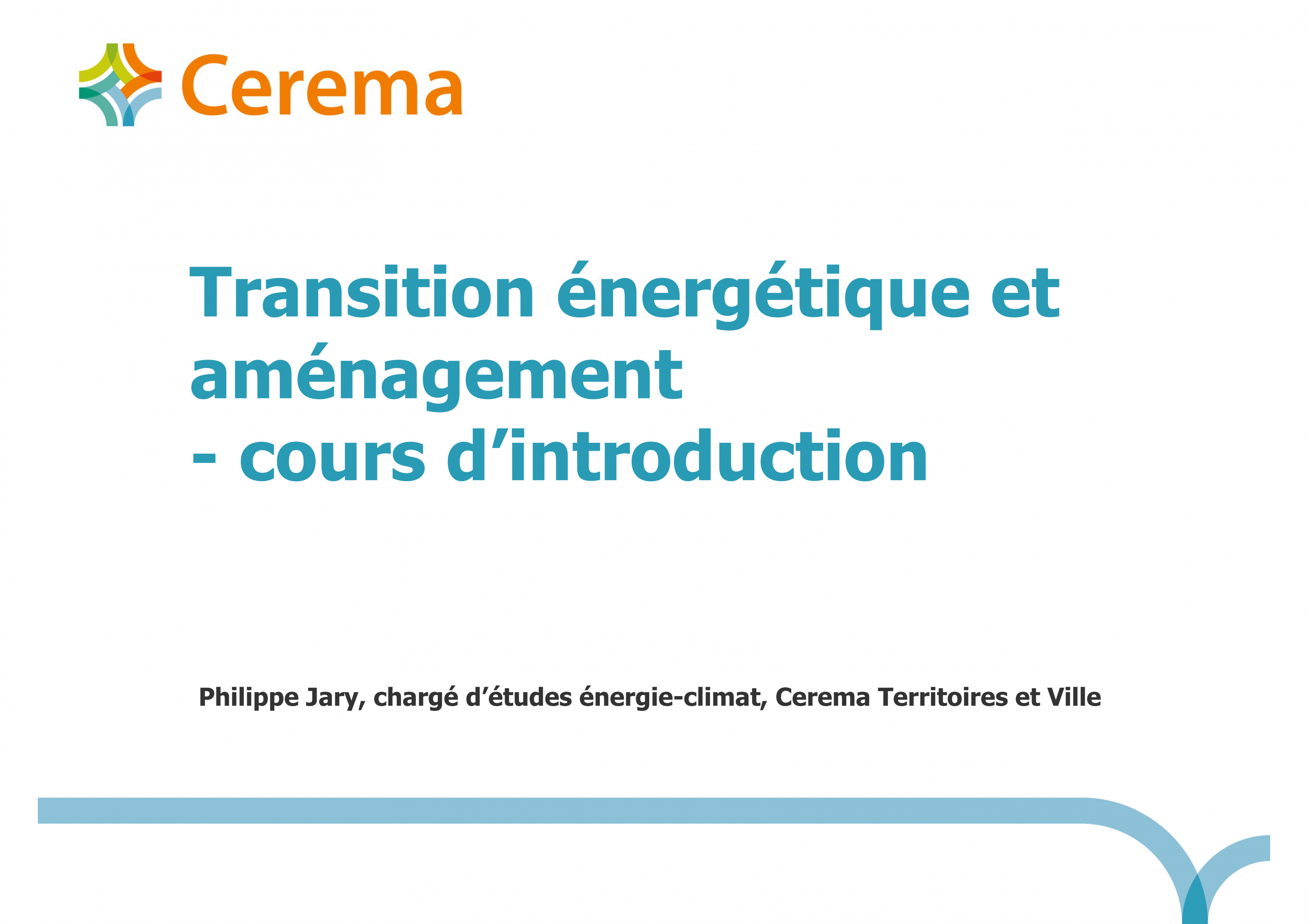 Diapositive du cours d'introduction "Transition énergétique et aménagement