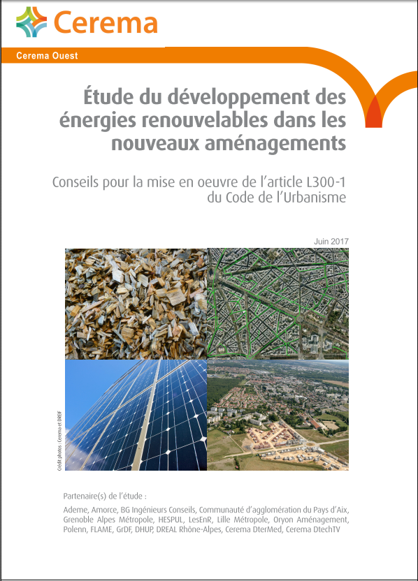 Couverture du rapport de l'étude du développement des énergies renouvelables dans les nouveaux aménagements