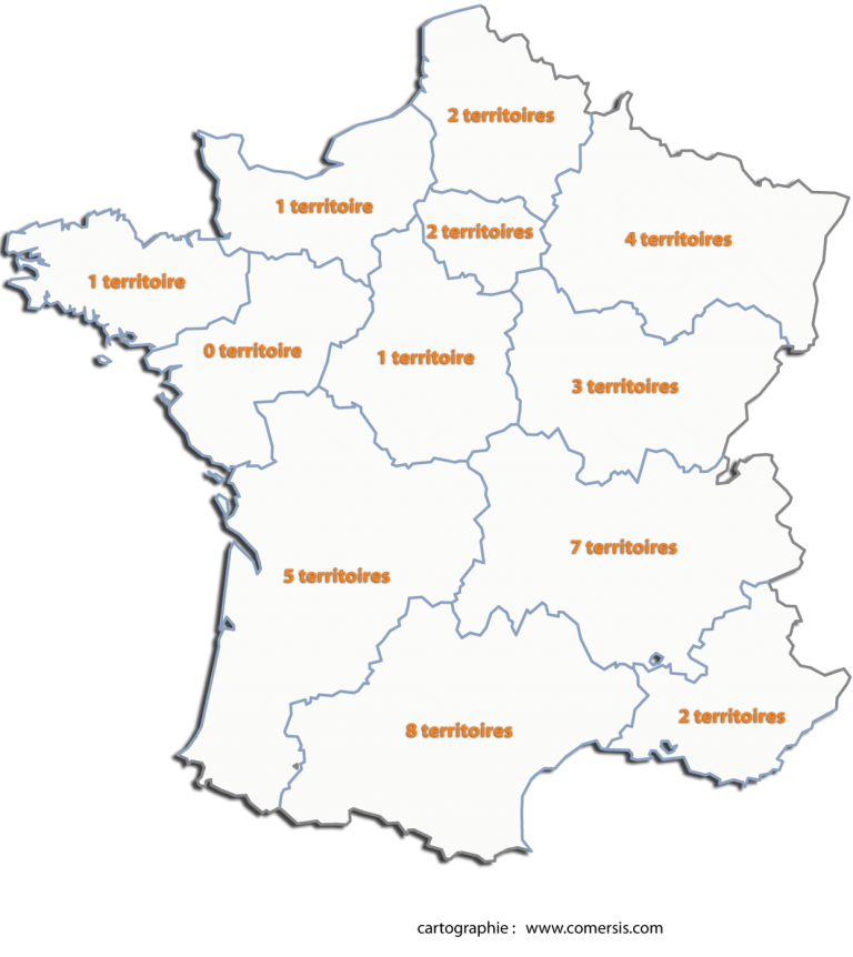 Carte par région administratives des projets étudiés