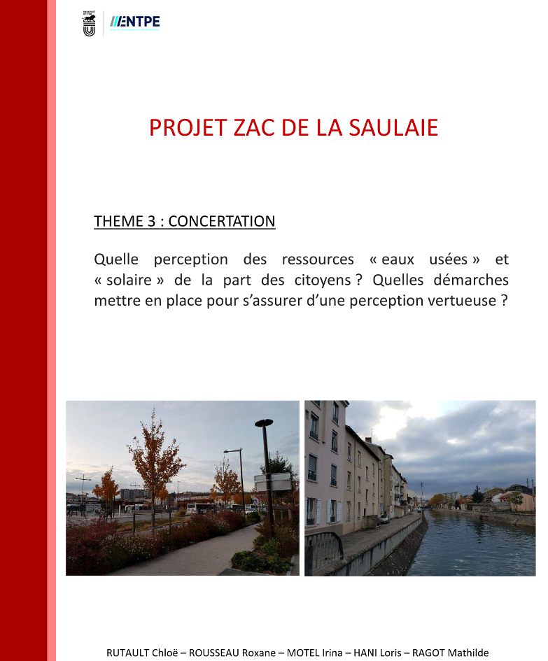 couverture du rapport ENTPE sur la concertation pour la Zac de la Saulaie à Oullins (69)