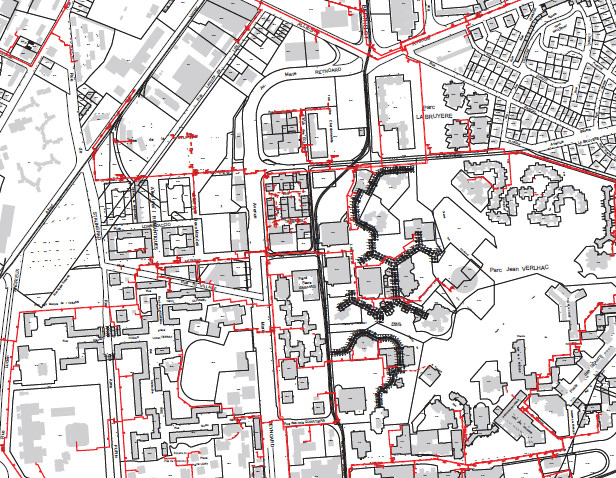tracé de réseau de chaleur en ville
