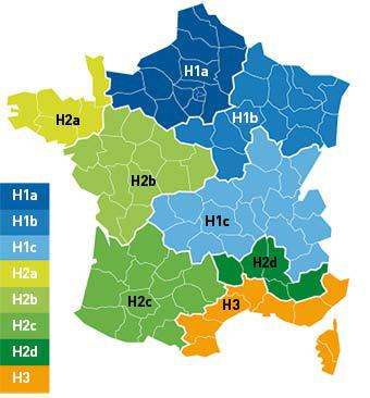 Carte de France des zones climatiques