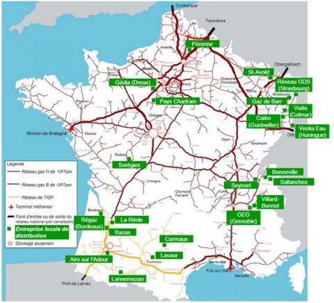 Carte de France des entreprises locales de distribution